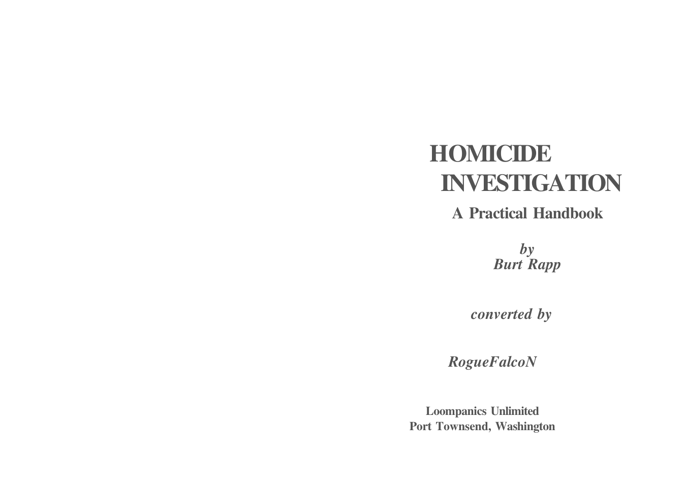 Homicide Investigation - A Practical Handbook cover