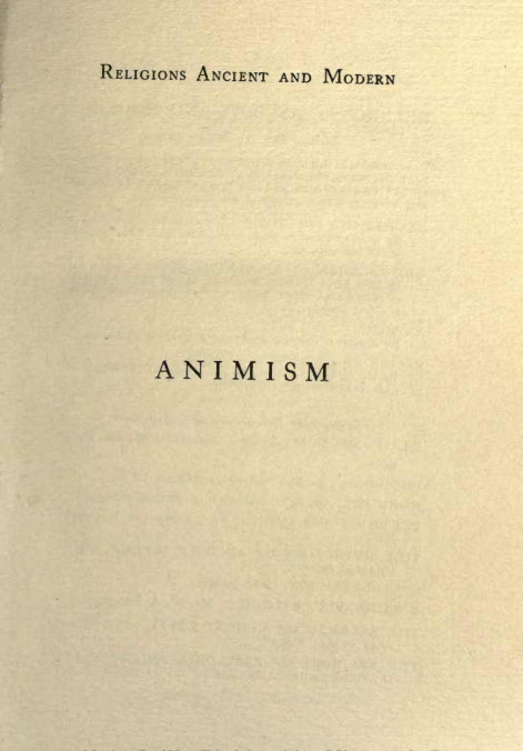 Animism The Seed Of Religion - C Clodd cover