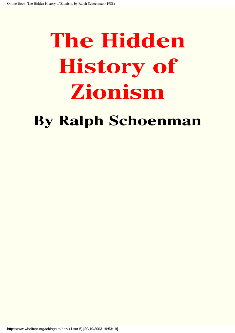 Hidden History Of Zionism cover