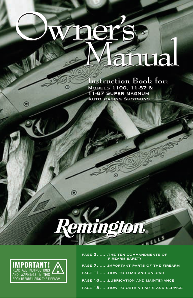 Remington 1100, 11-87 & Super Mag Auto Shotguns 26 pages cover