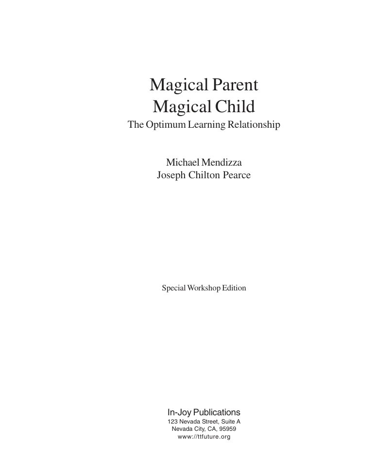 Magical Parent Magical Child by Joseph Chilton Pearce cover