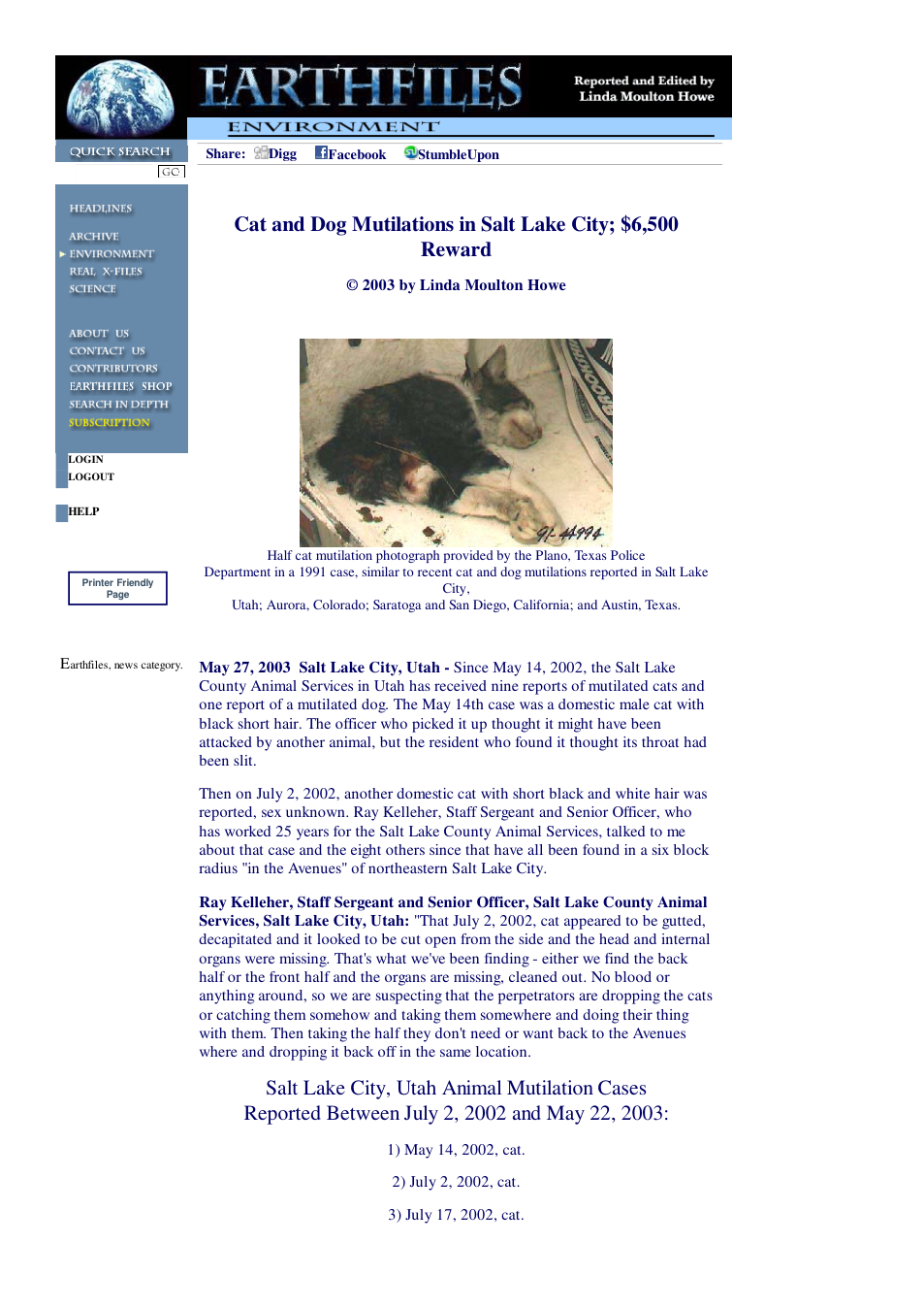05 28 2003 Cat and Dog Mutilations in Salt Lake City; $6,500 Reward cover