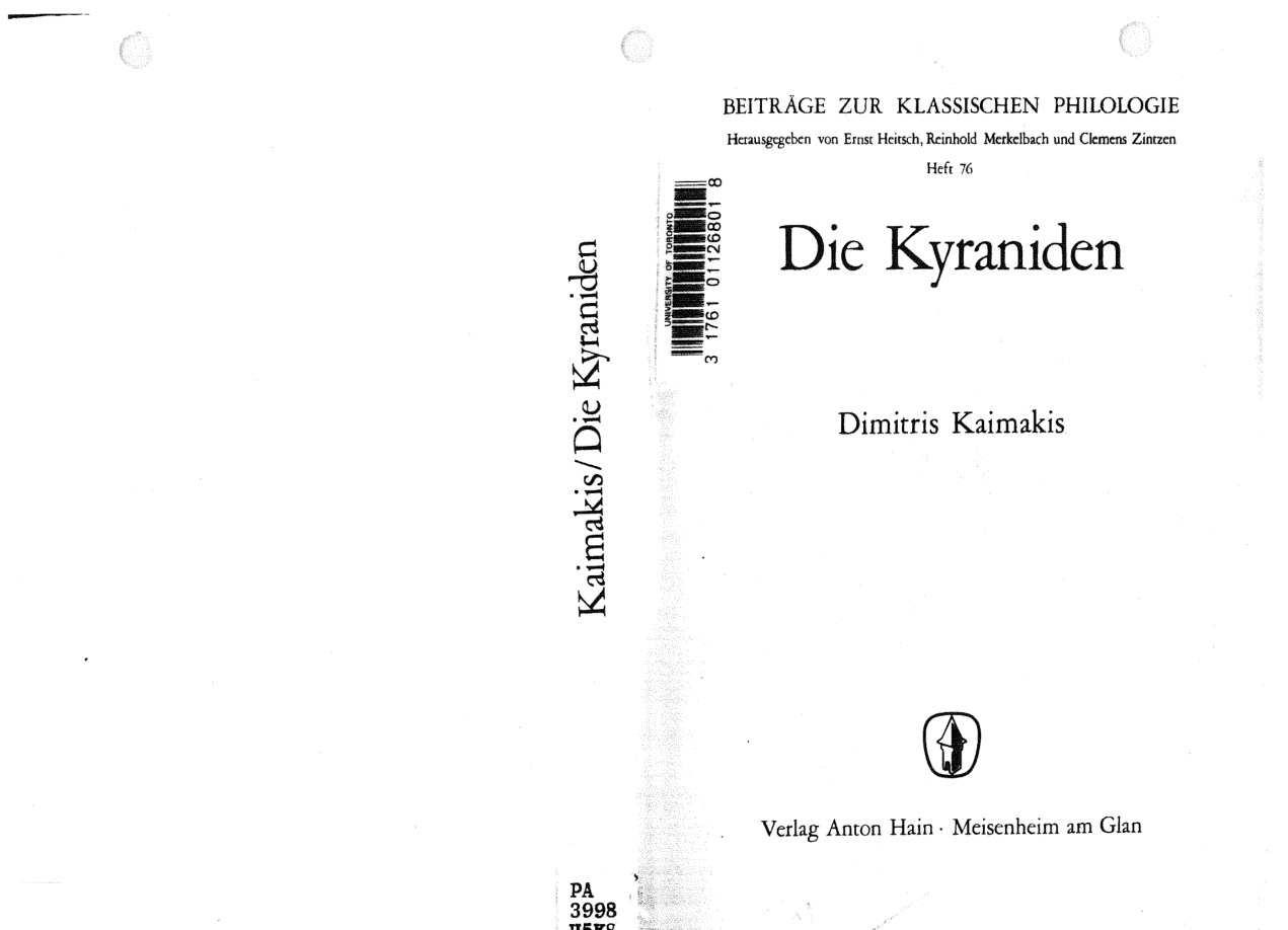 Kaimakis--Die Kyraniden cover