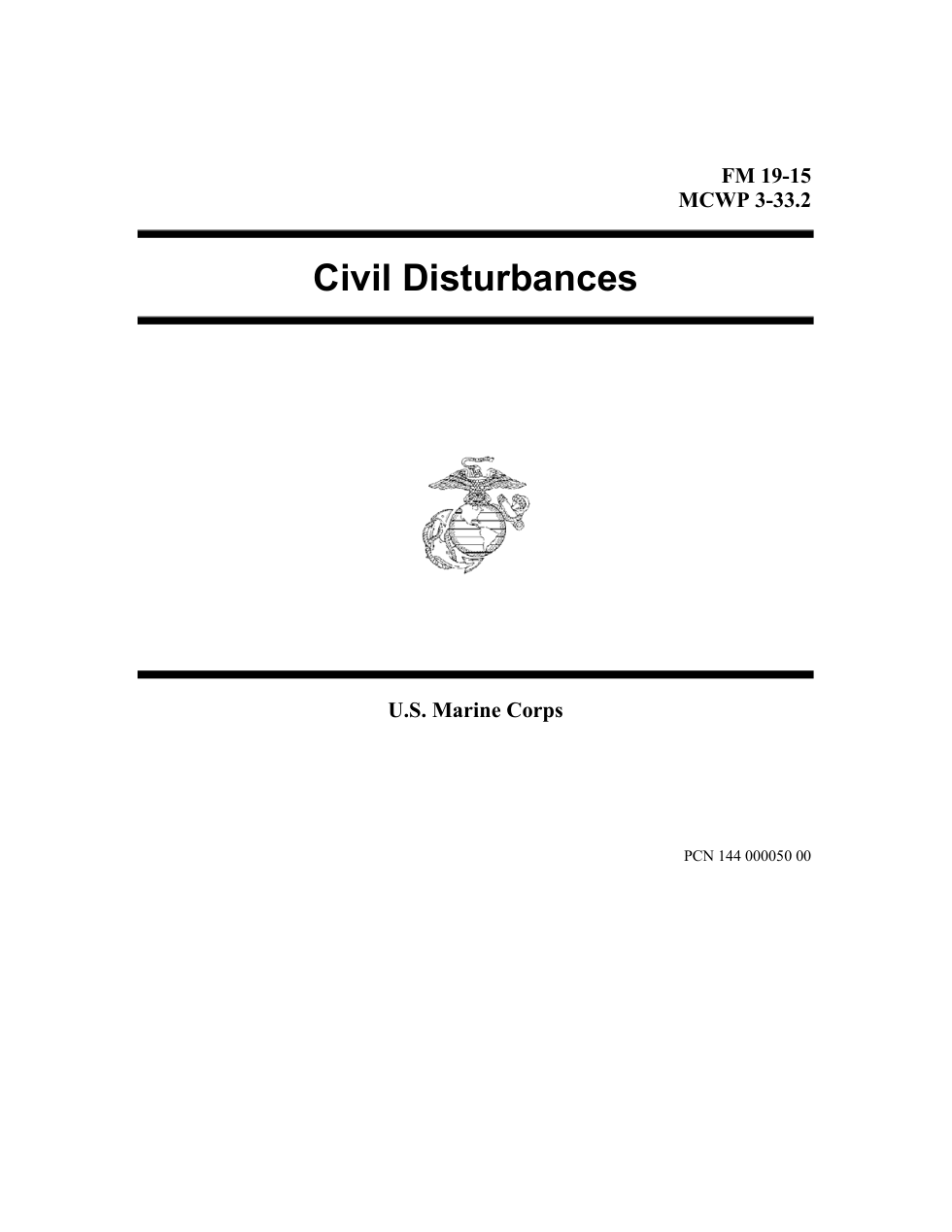 MCWP 3-33.2 Civil Disturbances cover