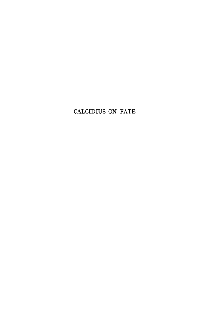 Calcidius on Fate cover
