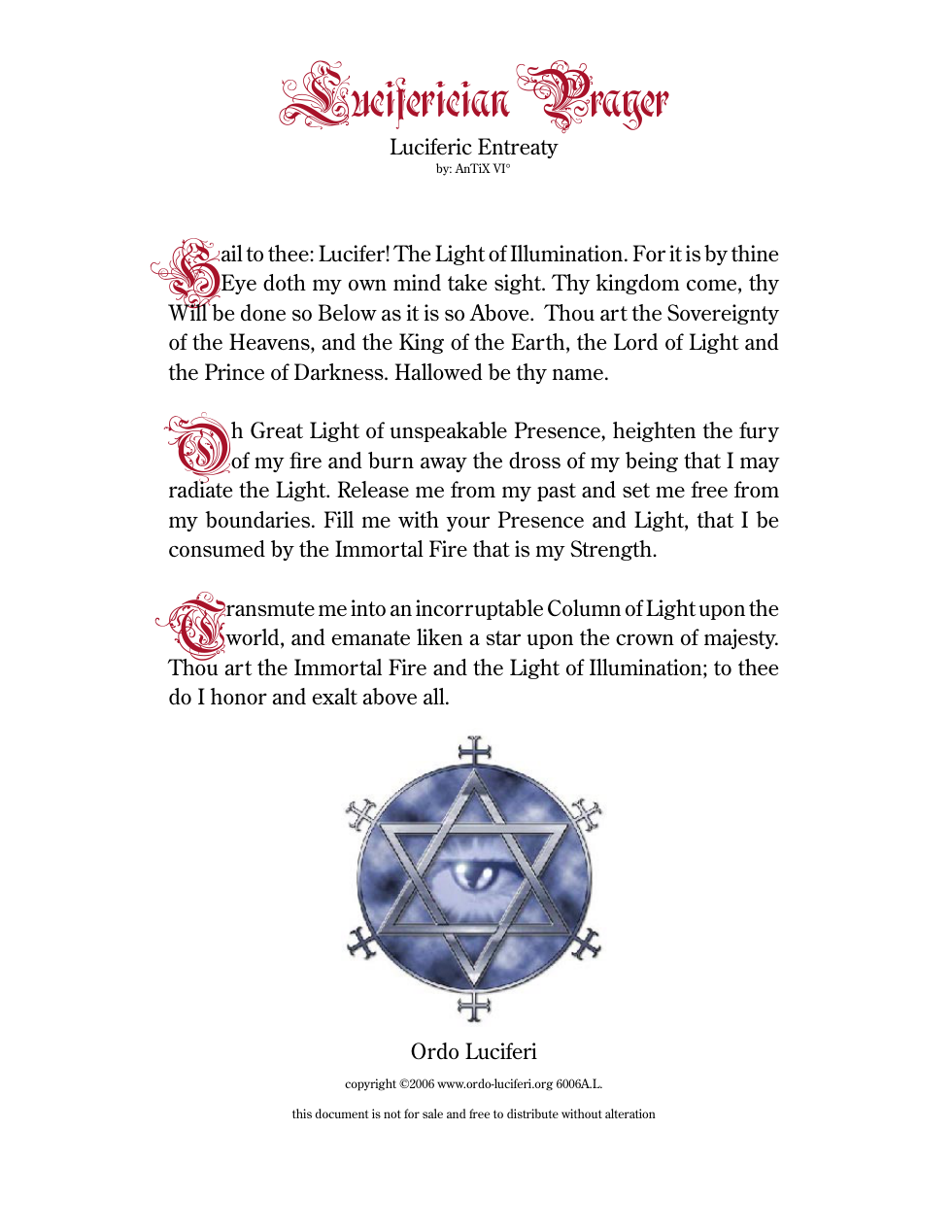 Luciferian Prayer cover