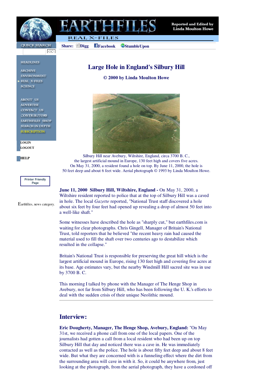 06 11 2000 Large Hole in England's Silbury Hill cover