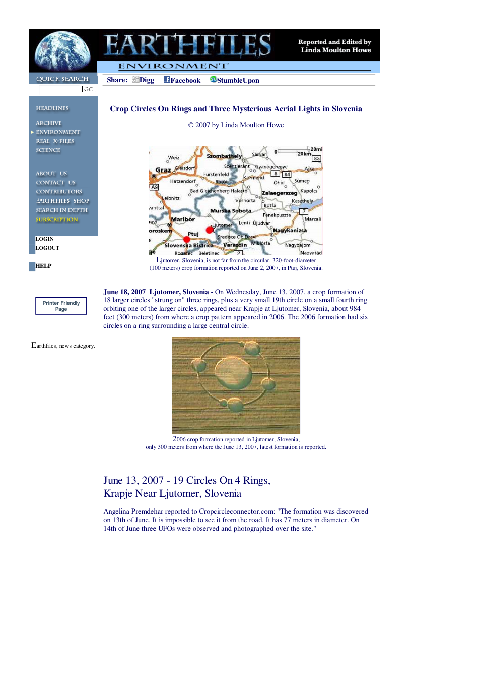 06 18 2007 Crop Circles On Rings and Three Mysterious Aerial Lights in Slovenia cover