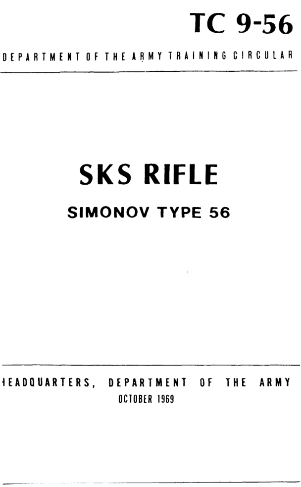 ARMY Vietnam - SKS Rifle Simonov Type56 1969 23 pages cover