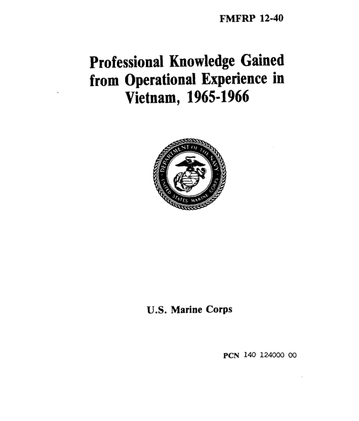 FMFRP 12-40 Professional Knowledge Gained from Operational Experience in Vietnam, 1965-1966 cover