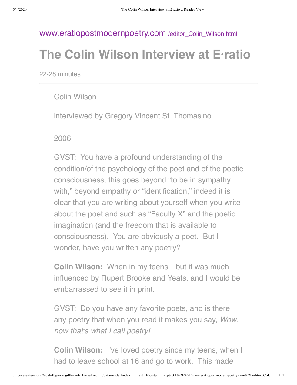 Colin Wilson - Interview - E-Ratio 2006 cover
