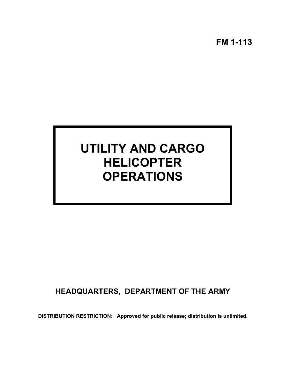 ARMY Utility and Cargo Helicopter Ops 1997 179 pages cover