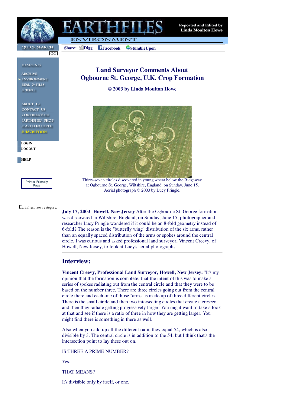 07 17 2003 Land Surveyor Comments About Ogbourne St. George, U.K. Crop Formation cover