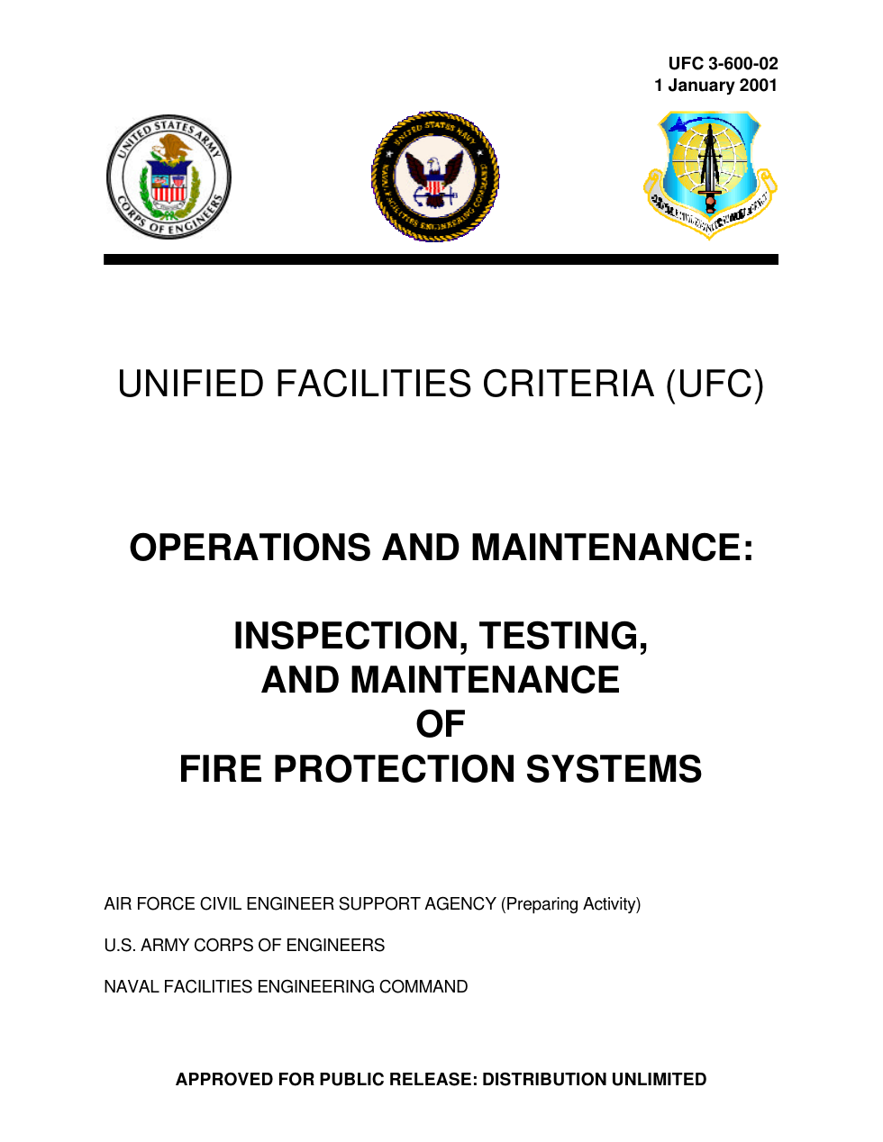 USDOD Inspection, Mainten,Test-Fire Protect Sys 2001 39p. cover