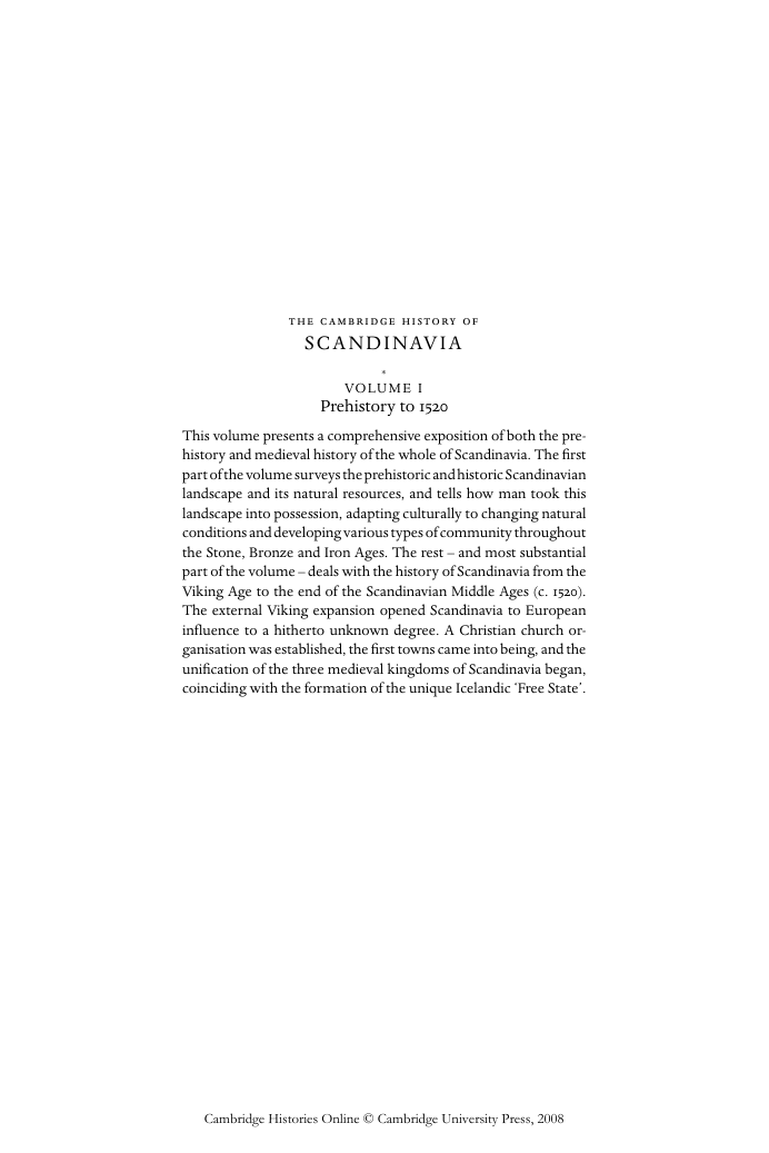 Knut Helle - The Cambridge History of Scandinavia Volume 1 Prehistory to 1520 cover