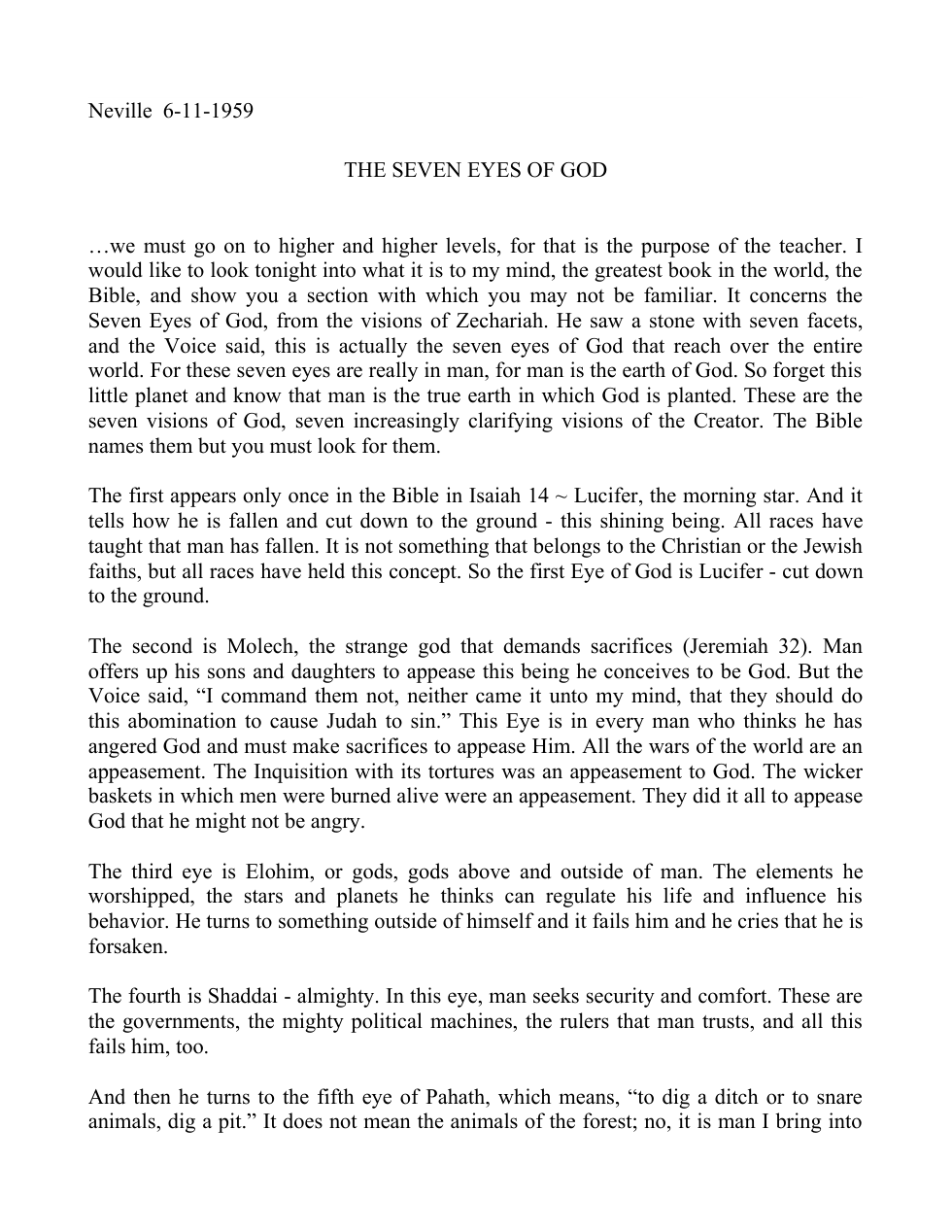 1959.06.11, The Seven Eyes Of God cover