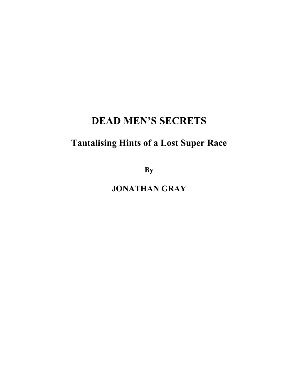 Dead Men's Secrets - Jonathan Gray cover