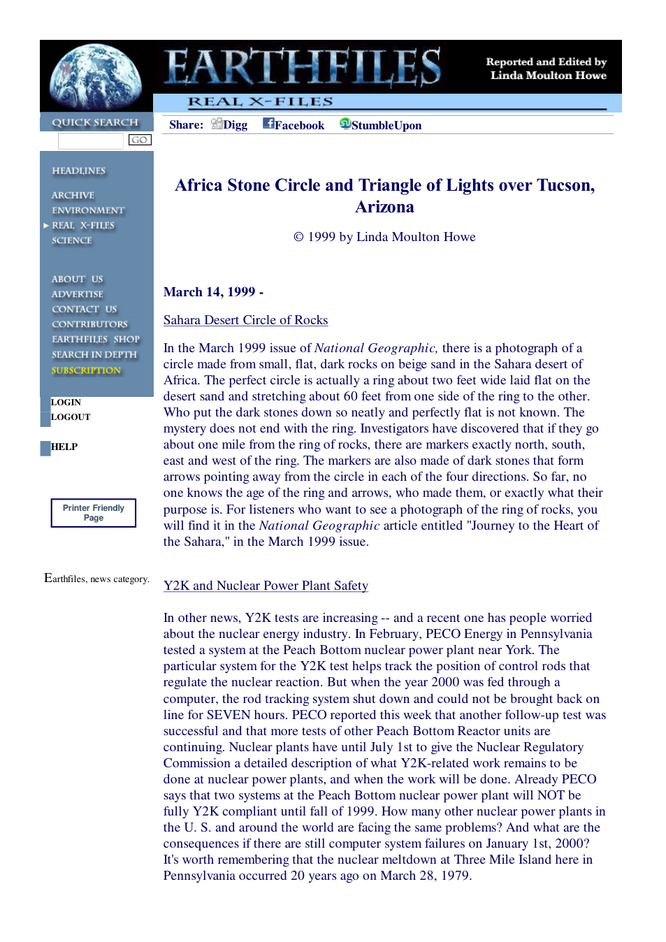 03 14 1999 Africa Stone Circle and Triangle of Lights over Tucson, Arizona cover