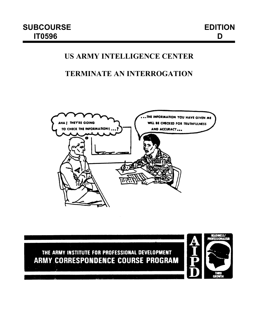 ARMY Interrogation-Terminate an Interrogation 1998 23 pgs cover