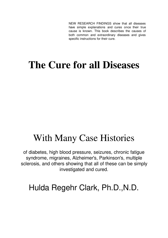 Cure For All Diseases - Hulda Regehr Clark cover