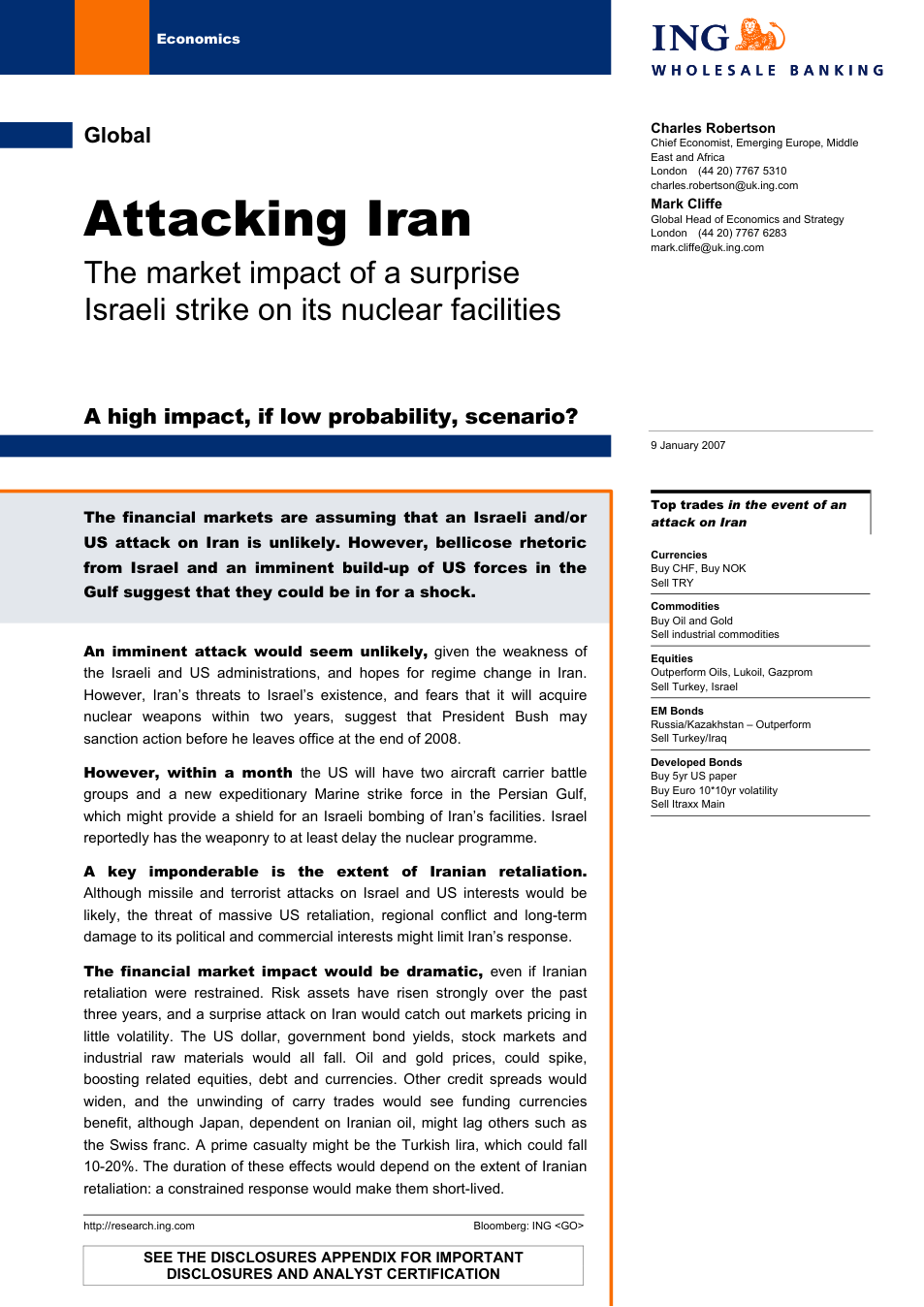 ING Bank - Attacking Iran (2007) cover