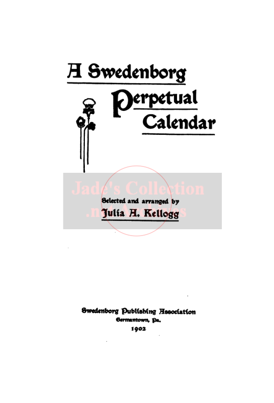 A Swedenborg Perpetual Calendar - J Kellog cover