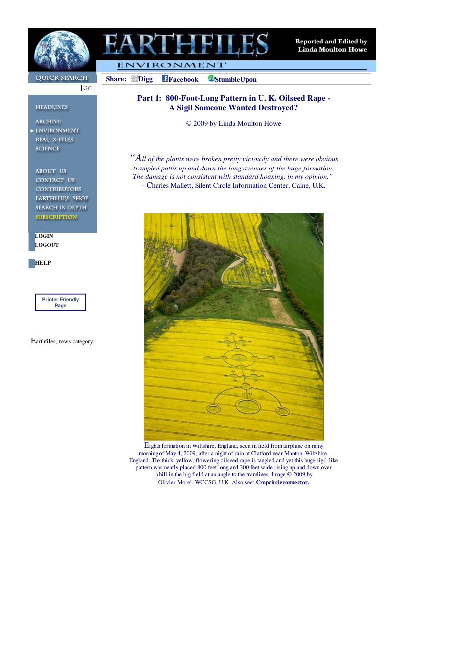 05 09 2009 Part 1 800-Foot-Long Pattern in U. K. Oilseed Rape - A Sigil Someone Wanted Destroyed cover