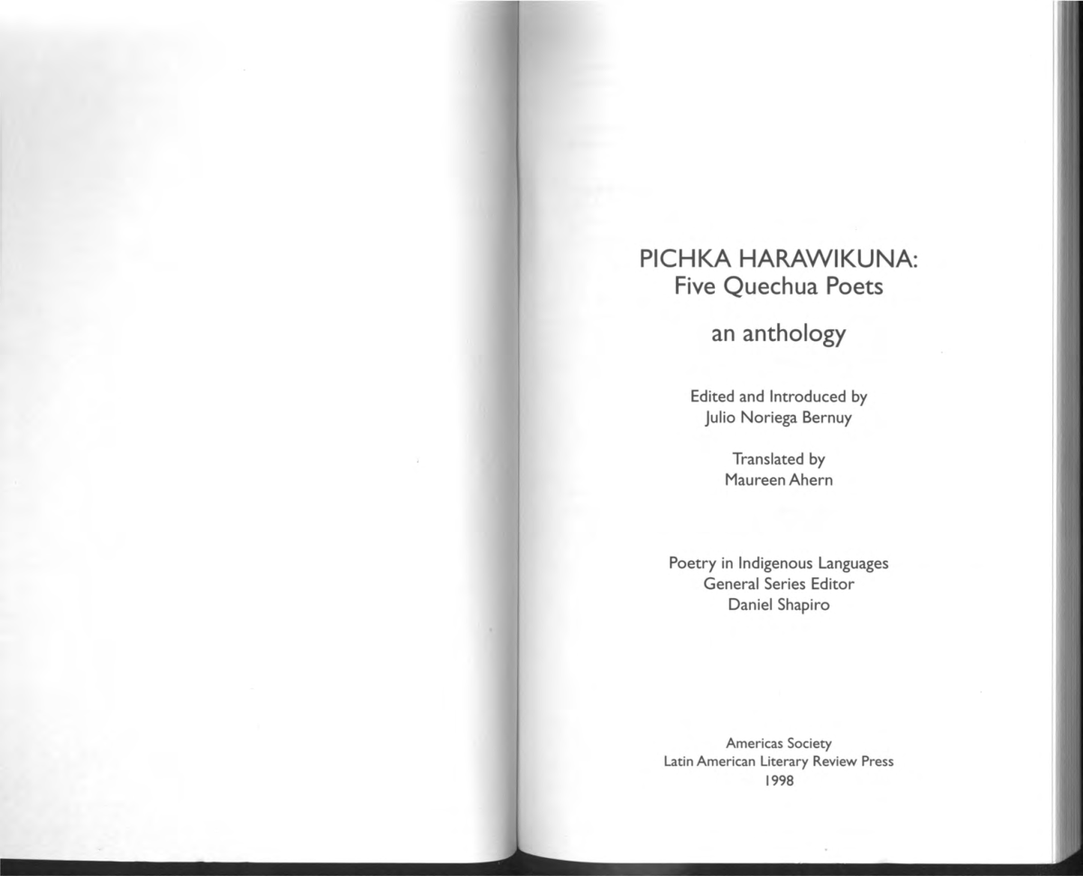Pichka harawikuna - Five Quechua Poets cover