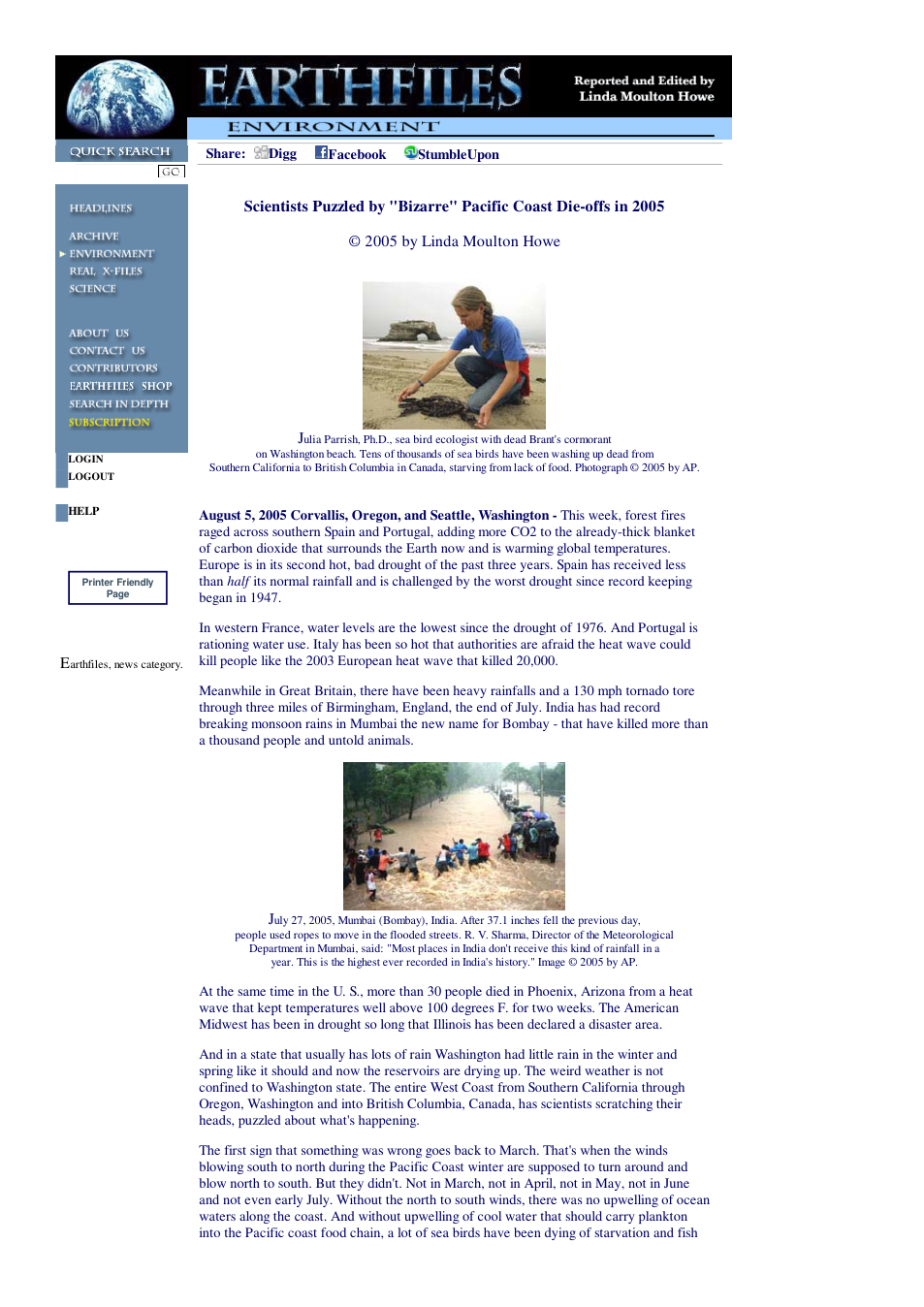 08 05 2005 Scientists Puzzled by Bizarre Pacific Coast Die-offs in 2005 cover