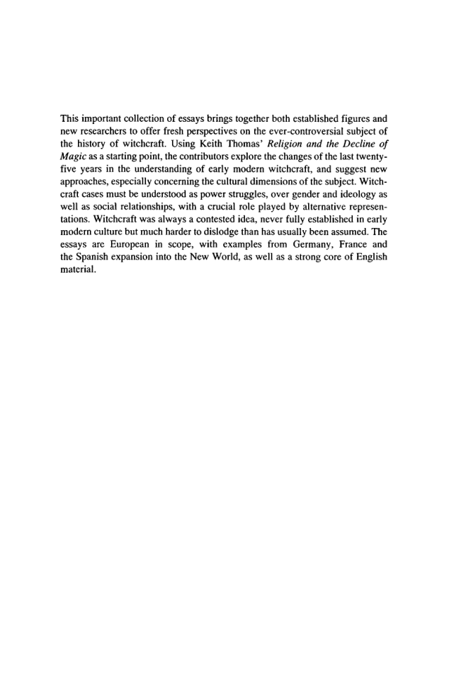 Jonathan Barry & Marianne Hester & Gareth Roberts, Witchcraft in Early Modern Europe cover