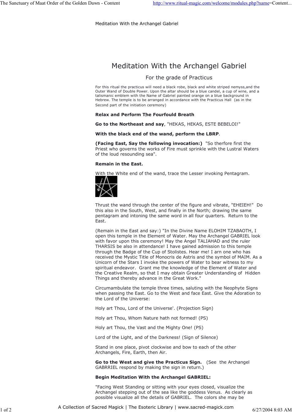 Golden Dawn - Meditation With The Archangel Gabriel cover