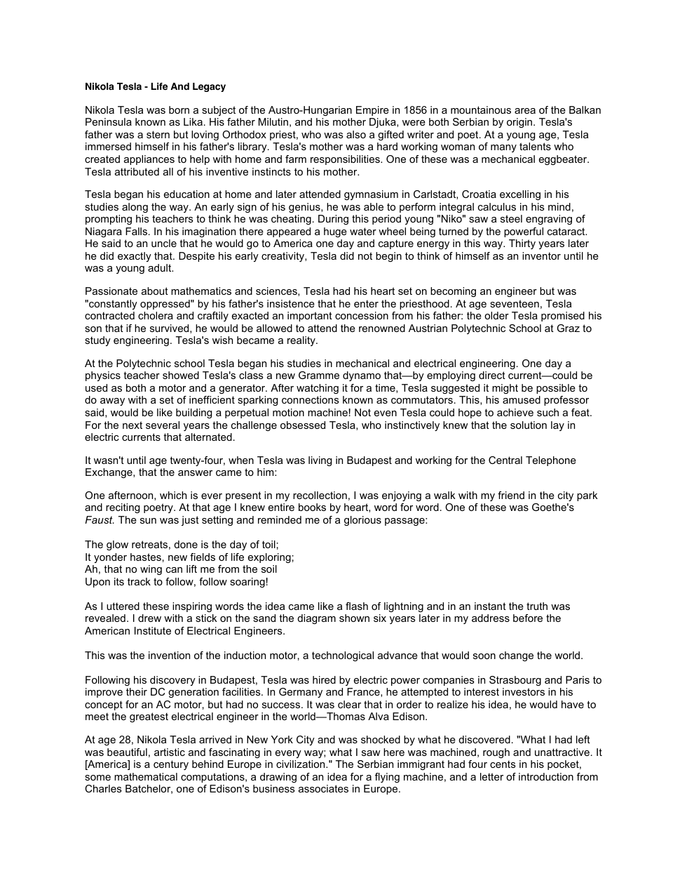 Nikola Tesla - Life And Legacy cover
