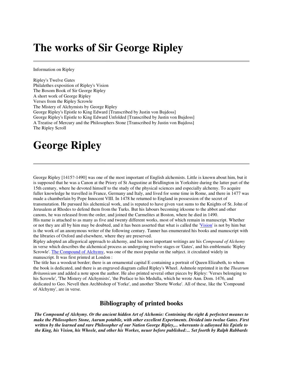 Works of Sir George Ripley cover
