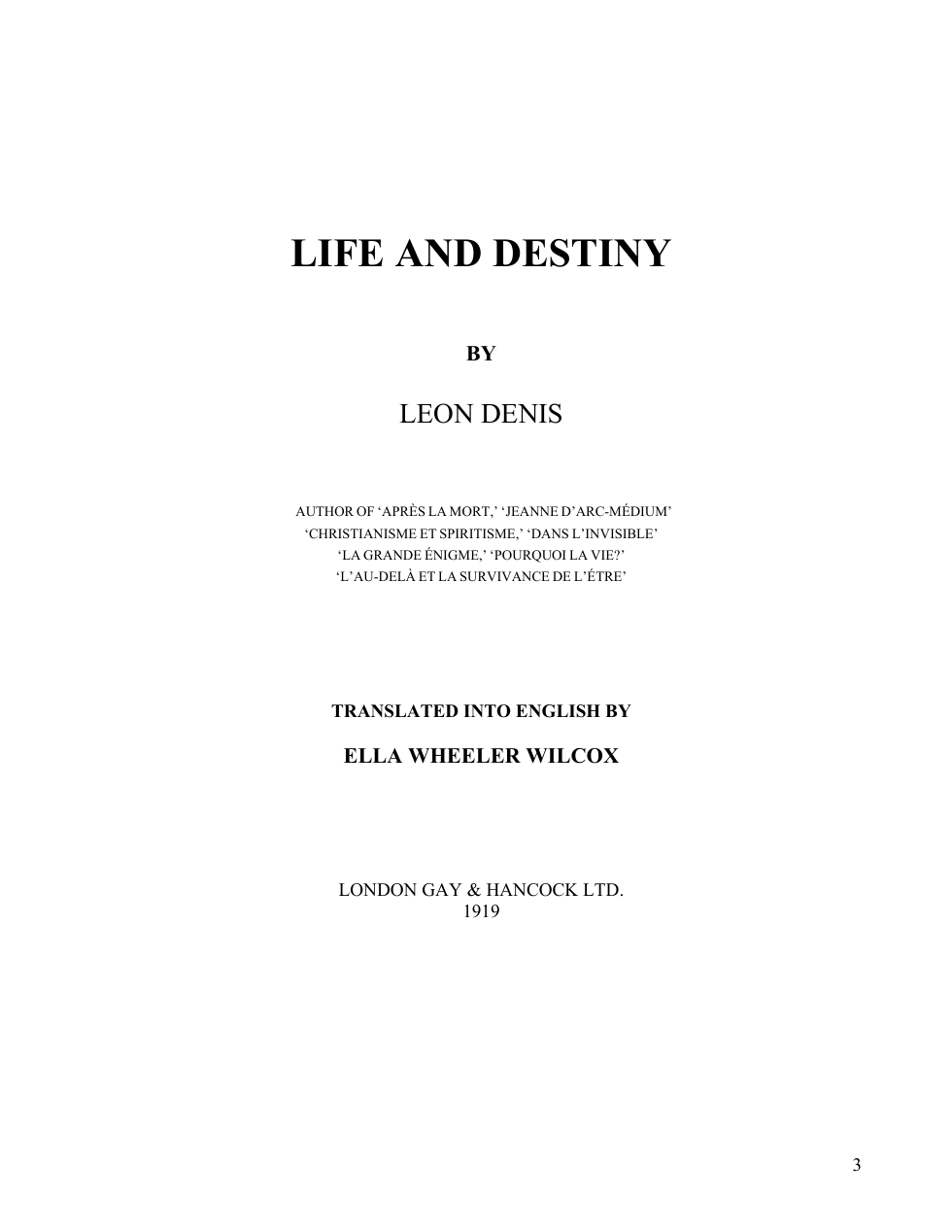Life & Destiny - L Denis cover