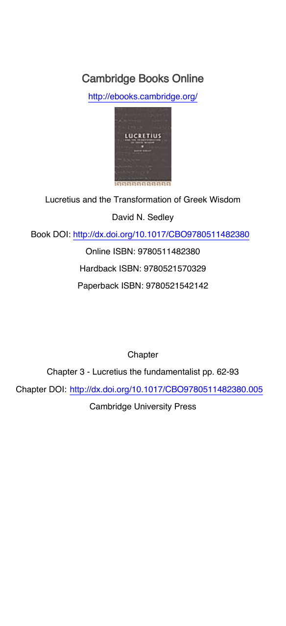 Lucretius the fundamentalist cover