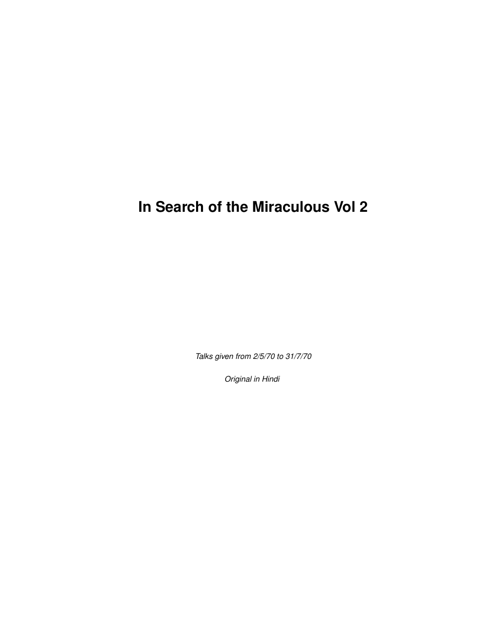 In Search of the Miraculous Vol 2 cover