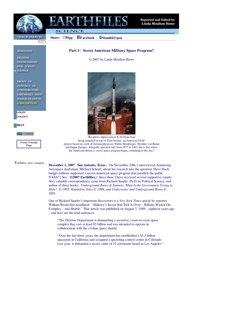 12 01 2007 Part 1 Secret American Military Space Program cover