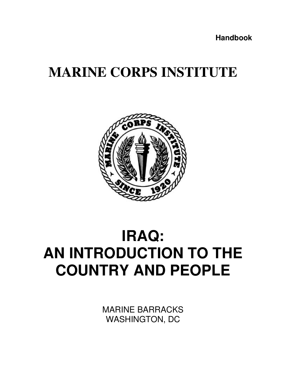 USMC About Iraq - Intro to Country,People 2002 123p. cover