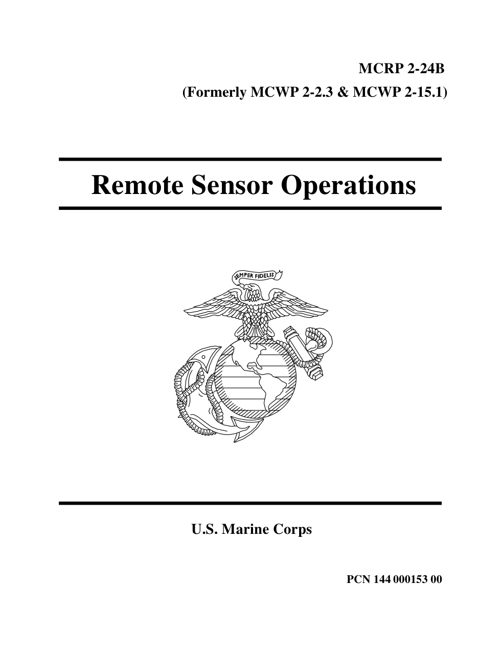 MCRP 2-24B Remote Sensor Operations cover