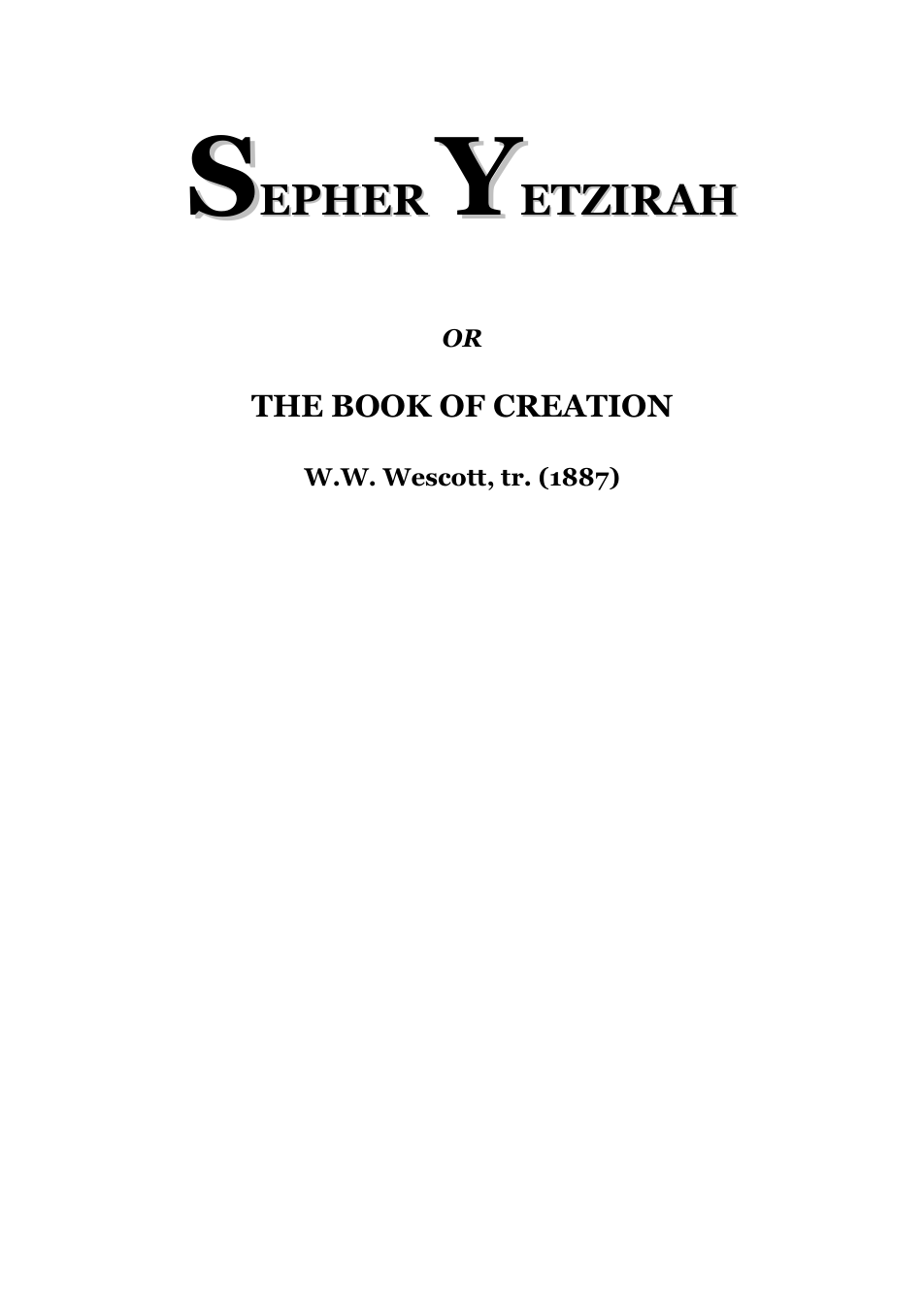 Sepher Yetzirah - W W Westcott (tr.) cover
