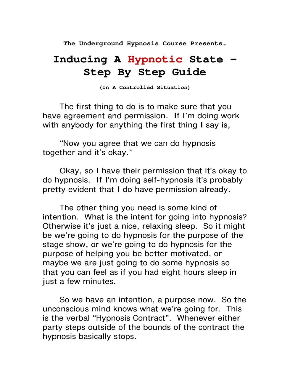 Inducing A Hypnotic State - Step By Step cover
