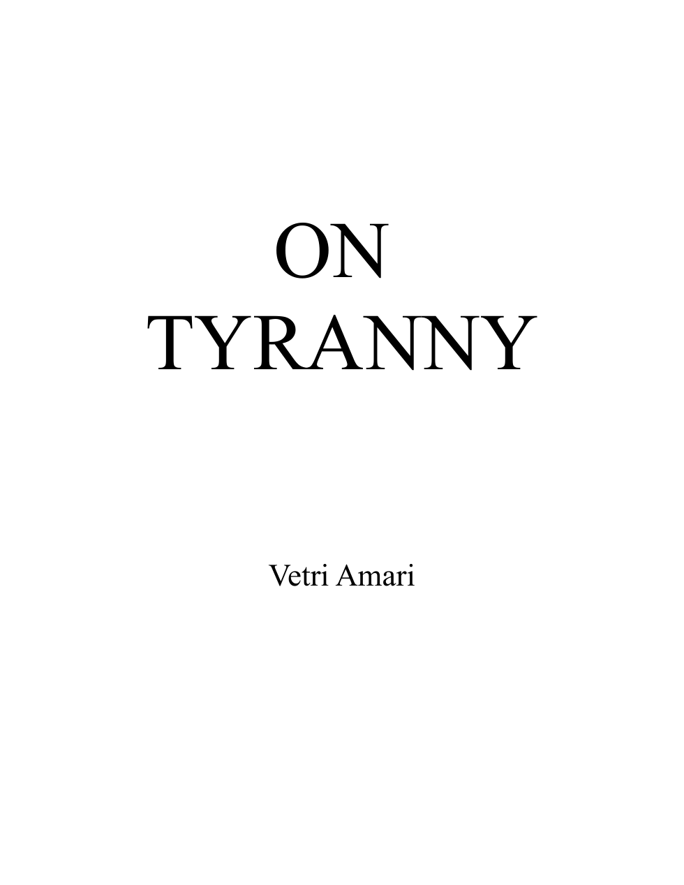 Vetri Amari - On Tyranny cover
