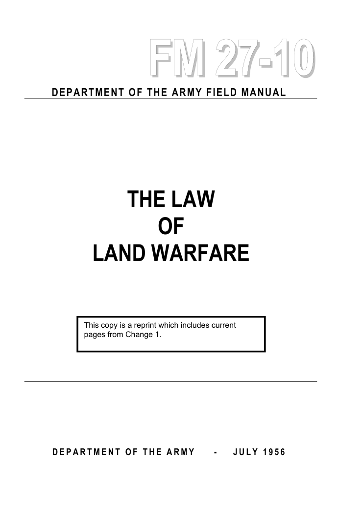 FM 27-10 The Law of Land Warfare cover