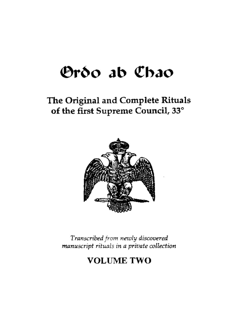 Original & Complete Ritual 1st Supreme Council 33° Vol II cover