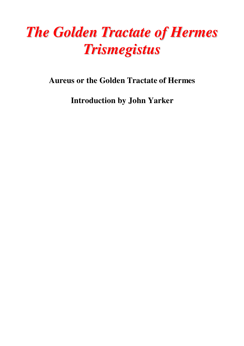 The Golden Tractate of Hermes Trismegistus cover