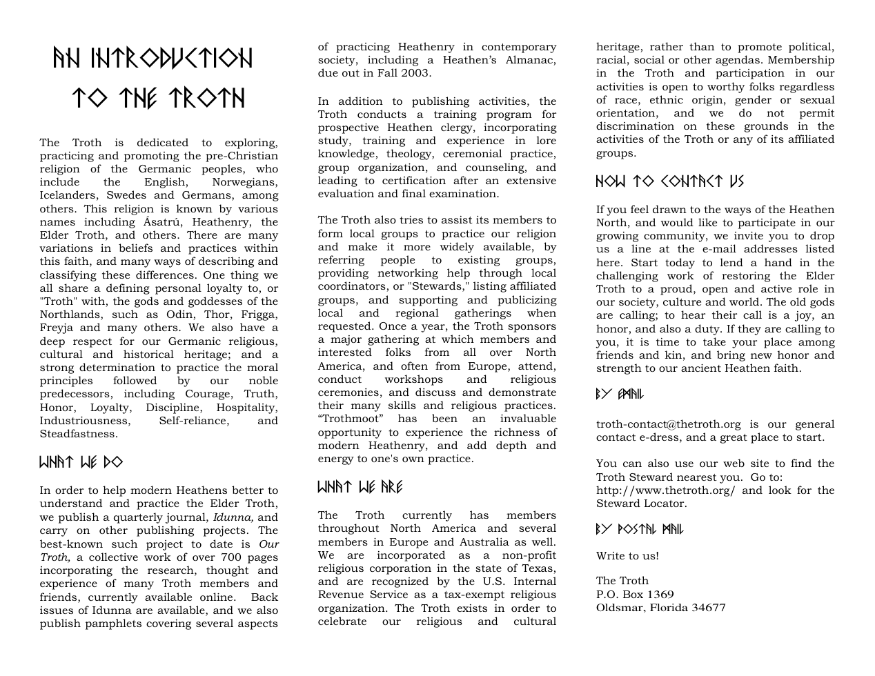 The Troth - Who we are and what we stand for cover