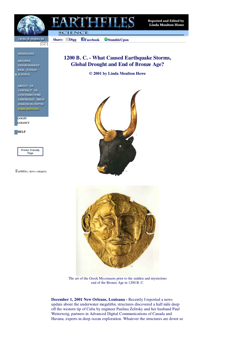 12 01 2001 1200 B. C. - What Caused Earthquake Storms, Global Drought and End of Bronze Age cover