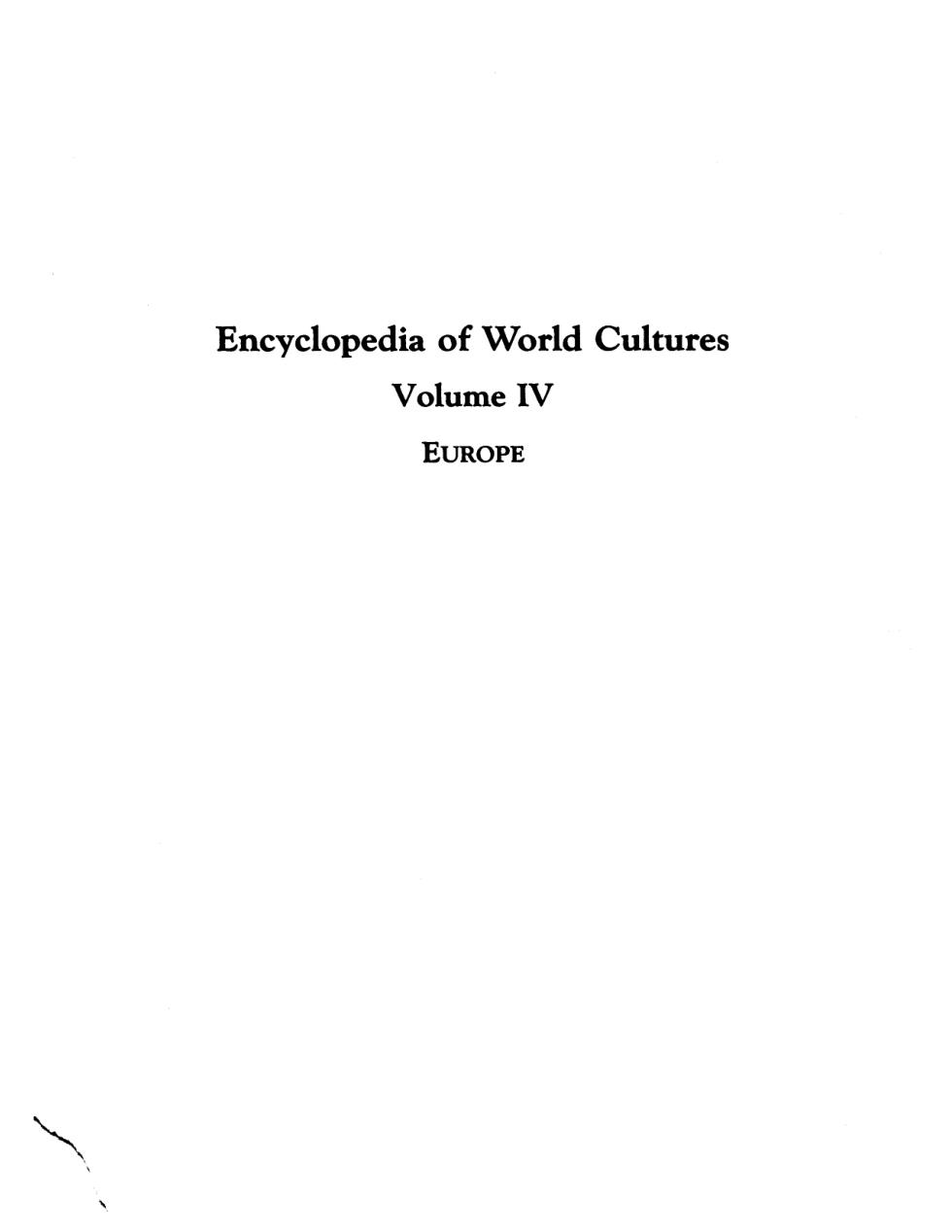 Encyclopedia of World Cultures Vol 4 - Europe cover