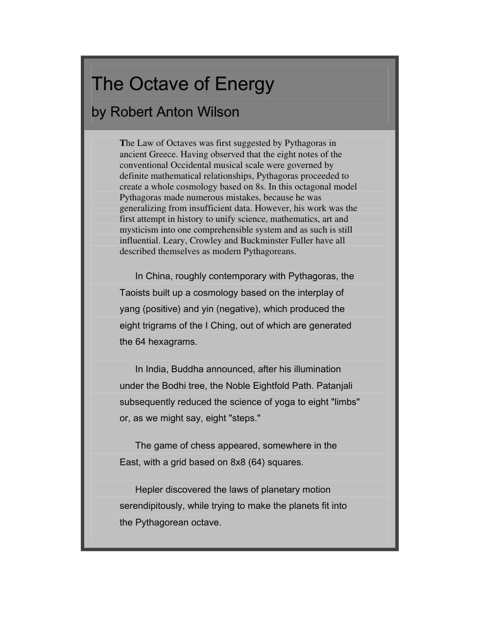Robert Anton Wilson - Octave Of Energy cover