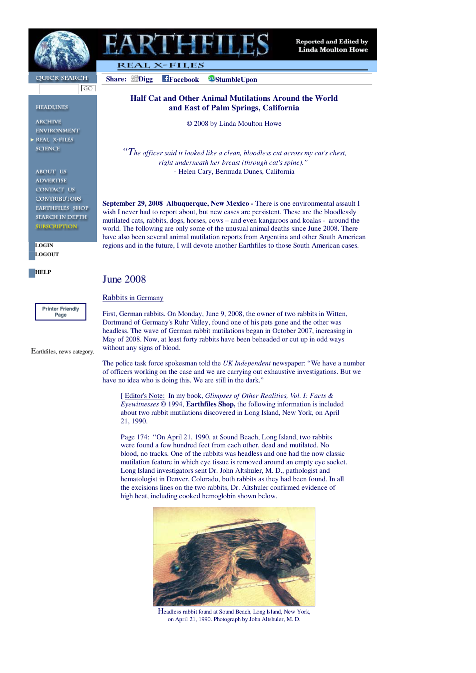 09 29 2008 Half Cat and Other Animal Mutilations Around the World and East of Palm Springs, California cover